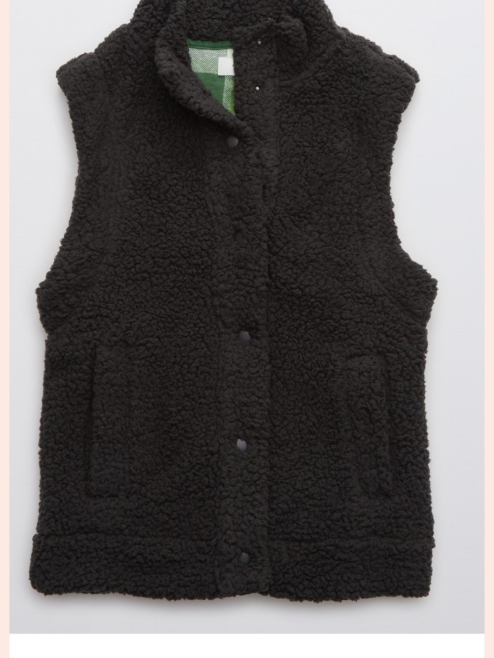 NEW Aerie Black Sherpa Vest - Women’s Cozy Button-Front Vest